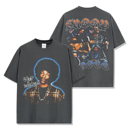 Cross-border Retro Snoopy Dog SNOOP DOGG Printed Short-sleeved T-shirt Washed Long-sleeved Casual Hooded Sweatshirt