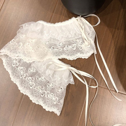 White Mesh A- line Skirt Women's Lace Fart Curtain Spring and Summer New Explosions Fashion High-end Super Nice Fart Curtain