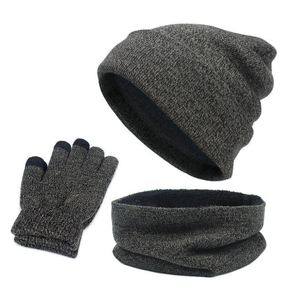 Foreign trade cross-border autumn and winter fleece-lined three-piece AliExpress Amazon warm suit winter hat scarf touch screen gloves