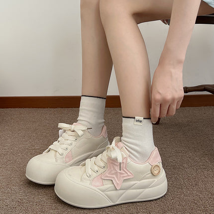 Thick bottom small white shoes women's 2024 autumn Joker women's shoes explosions board shoes little star shoes