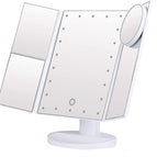 White 10-fold mirror / 22 lamp desktop three-fold mirror
