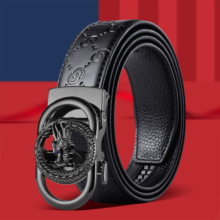 Men's Explosive Leather Belt High-grade Dragon Tiger Head Automatic Buckle Business Casual Joker Fashion Trend Belt Factory Outlet