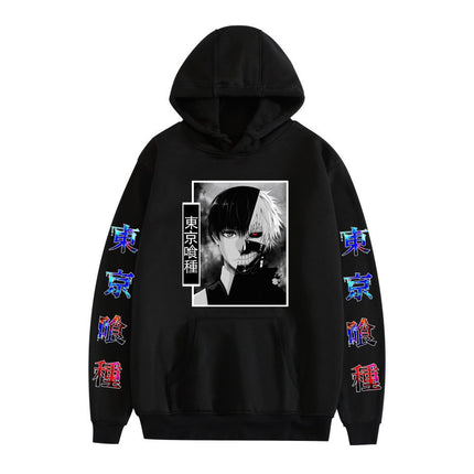 Cross-border new Tokyo cartoon print casual loose black hoodie men's and women's fashion hoodie