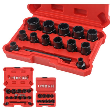Hi-Spec Damaged Bolt Extractor Reverse Thread Socket Set Rusty Nut Anti-Theft Screw Tool Screwdriver Bit