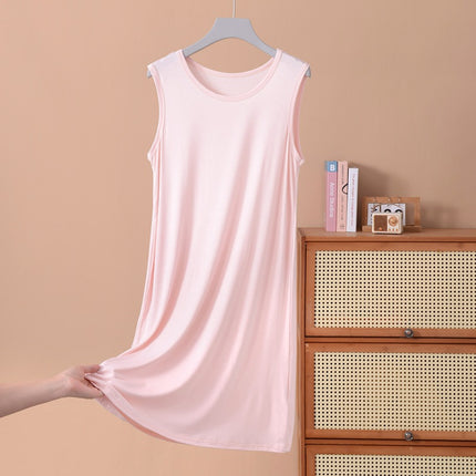 Modal Vest Dress Nightgown Women's Bottoming Skirt Summer Large Size Thin Sleeveless Mid-Length Skirt Fat mm 100kg Dress