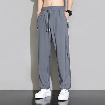 Summer Thin Ice Silk Pants Men's Dape Loose Leg Air Conditioning Pants Summer Breathable Casual Sports Pants