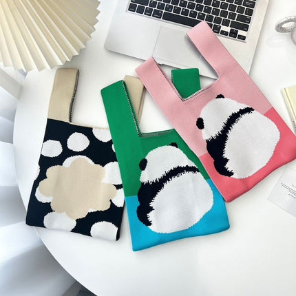 National Treasure Series Panda Knitted Bag Cute Tote Bag Panda Travel Souvenir 2023 New National Trend Bag
