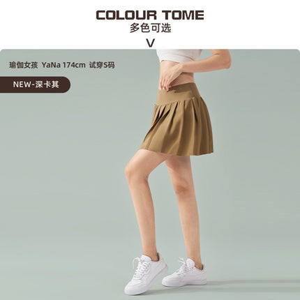 Spring and Summer New Dopamine Yoga Short Skirt Anti-running Fake Two-piece Tennis Skirt Quick-drying Fitness Sports Skirt Pleated Skirt