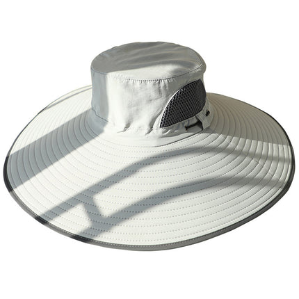 Summer big brim Hat sun protection windproof fisherman hat men and women outdoor mountaineering fishing sun hat mesh breathable sun hat
