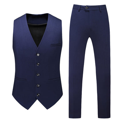 Foreign Trade New Double-breasted Business Banquet Dress Suit Vest Pants Three-piece Men's Slim-fit Suit suit