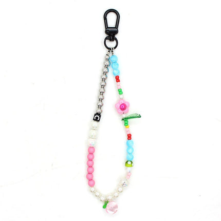 Online popular anti-lost mobile phone chain rainbow mobile phone chain same enamel beads DIY mobile phone lanyard factory direct sales