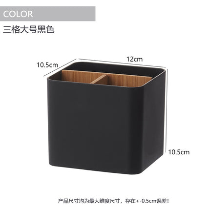Creative pen holder bamboo and wood compartment storage box large capacity stationery pencil watercolor pen finishing box cosmetic brush storage bucket