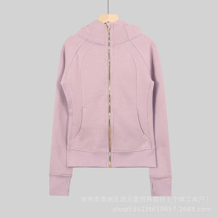 Lulu Original Scuba Cardigan Full Zipper Slim Long-Sleeved Hoodie Hooded Jacket Jacket Sweatshirt Women's Top