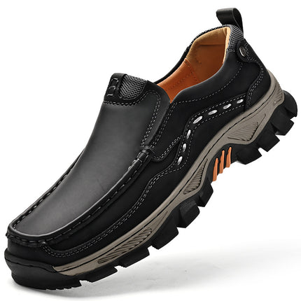Cross-border plus size men's shoes autumn retro breathable wear-resistant big head leather shoes outdoor low-top sports leisure tooling shoes
