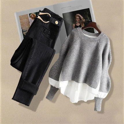 plus size women's autumn and winter suit women's 2024 new style cotton vest top women's slim work pants three-piece set