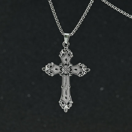 European and American Baroque Cross Necklace Women's Stylish Retro Bohemian Cold Style Pendant Sweater Chain Gothic