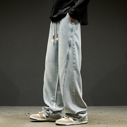 Vintage Men's Jeans Spring Autumn Washed Wide-Leg Pants Casual Long Pants American High Street Men's Pants