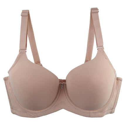 Cross-border foreign trade thin Cup European and American plus size bra glossy seamless gathered with steel ring chubby girl thin Amazon