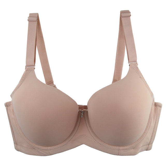 Cross-border foreign trade thin Cup European and American plus size bra glossy seamless gathered with steel ring chubby girl thin Amazon