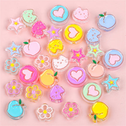 Acrylic love five-pointed star drop oil cartoon accessories DIY bracelet material homemade mobile phone case key chain hanging chain