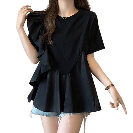 Tops, Summer Shirts for Small People, Loose Summer Shirts, Belly-Covering Ruffled Summer Shirts