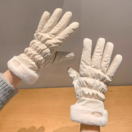 Winter Gloves for Women, Thickeneded and Velvet, Cold-Proof, Waterproof, Touch-Screen Cycling Electric Bike, Warm Ski Cotton Gloves