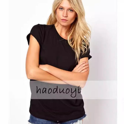 Amazon Back Burning Flower Laser Carving Hollow Angel Wings Black Round Neck Short Sleeve Women's T-shirt for Foreign Trade