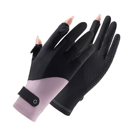 Sun Protection Gloves for Women Summer Upf50+ Ice Silk Anti-Uv Cycling Outdoor Thin Touch Screen Quick-Drying
