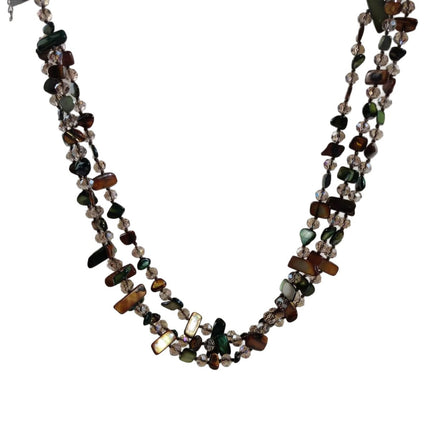Forest Green Shell Multi-Layered Beaded Necklace for Women Bohemian Small Fresh White Beaded Clavicle Chain