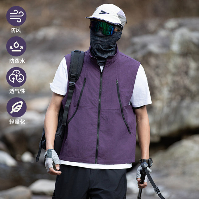 2025 Summer Thin Outdoor Camping Hiking Casual Versatile Sleeveless Vest Fishing Vest Quick-Drying for Hiking