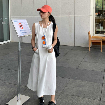 Huang Zheng Sleeveless Slim-fit Pocket dress with Mobile Phone Bag Women's 2025 Summer Elegant 520328