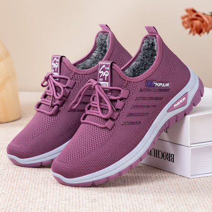 Women's Winter Sneakers with Fleece Lining, New Model in Stock, Warm Shoes, Direct from Manufacturer, Thickened Version, Lace-Up Cotton Shoes for Middle-Aged and Elderly