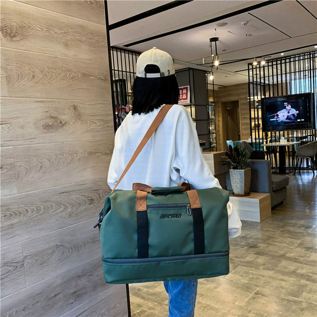 New Style Travel Bag for Women, Waterproof, Large Capacity, Dry and Wet Separation, Gym Bag, Can Be Attached to Trolley, Portable Storage Bag