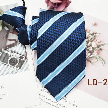 Factory In-Stock Zipper Tie Men's Formal Business 8cm Lazy Tie Red Black Striped Workplace Striped Tie