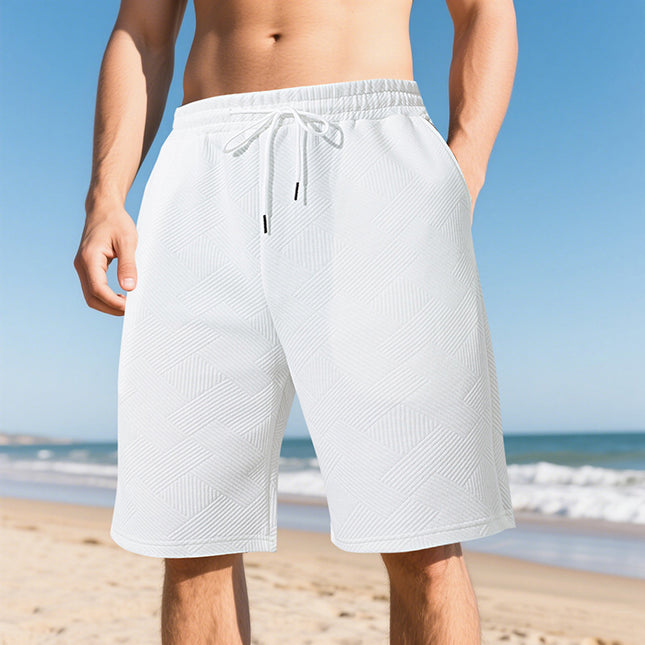 25 Cross-Border New Products Hot-Selling European and American Men's Summer Loose Heavyweight Simple Jacquard Texture Branch Line Trendyy Shorts