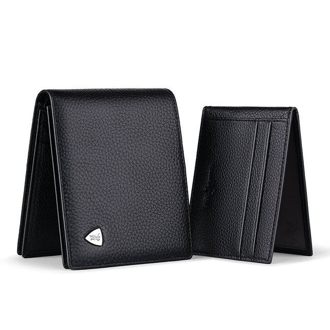 King Paul real cowhide short wallet men's large capacity wallet driver's license set multi-card card bag wholesale
