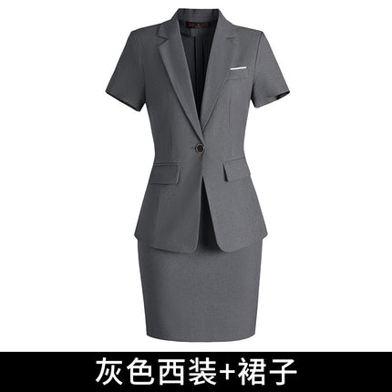 [Autumn Wear] Professional suit Female Temperament Workwear Goddess Fan Hotel Manager Short-sleeved Suit Summer Work Clothes