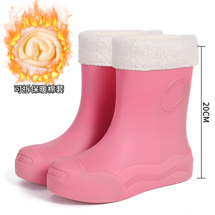 Cross-Border Hot-Selling Fashionable Mid-Calf Women's Rain Boots New Outdoor Waterproof Shoes Non-Slip Casual Water Boots Women's Rain Boots Rubber Shoes