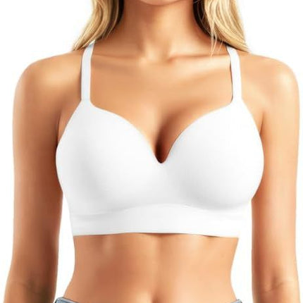 Popilush Women's Bra Wireless Supportive Push-Up Bra Wireless Full Coverage Plus Size T-Shirt Bra
