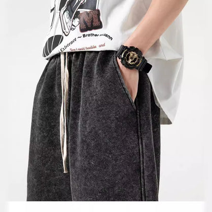 Foreign trade European code wash old shorts 300G heavy cotton fashion brand retro five-point pants men's summer casual pants