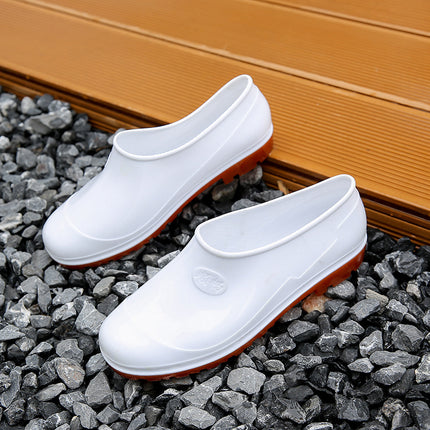 Men's Low-Cut White Water Shoes for Food, Spring and Autumn Rain Shoes, Kitchen Non-Slip Shoes, Waterproof Rubber Shoes, Work Shoes, Rubber Shoes