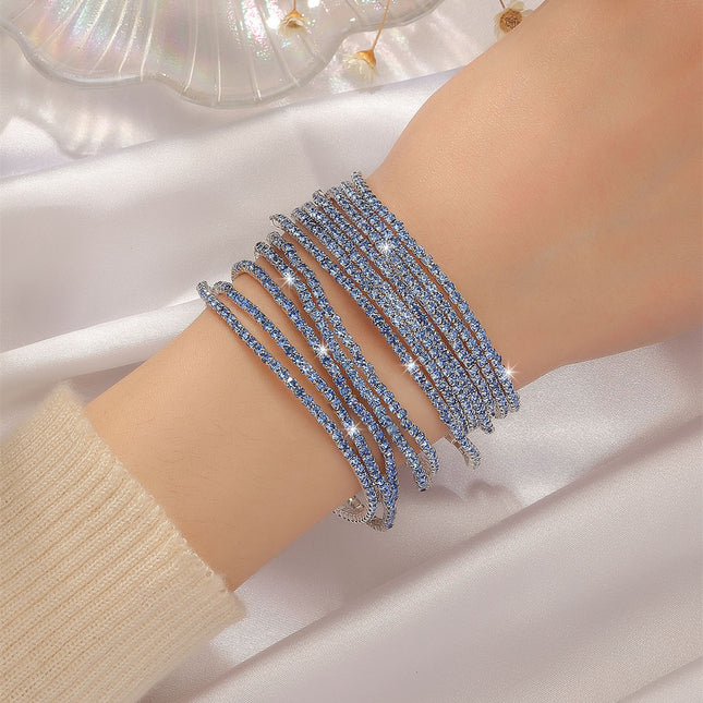2.0mm Superfine Rhinestone Bracelet Stretch Bridal Bracelet Korean Style Single Row Flash Diamond Stretch Crystal Bracelet