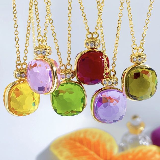 Creative original design perfume bottle crystal single flower necklace earrings cross-border explosive fire artificial spar necklace earrings