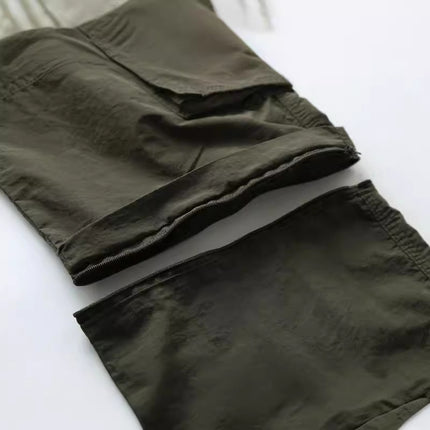 Lang Buckle Summer Outdoor Casual Trousers Men's Loose plus size Multi-Pocket Overalls Removable Quick-Dry Double-Cut Shorts