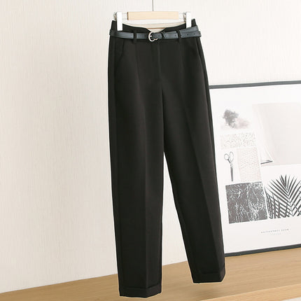 Same batch on cabinet! The slimming effect is full! Autumn and Winter high waist casual suit woolen pants cropped women's pipe pants women