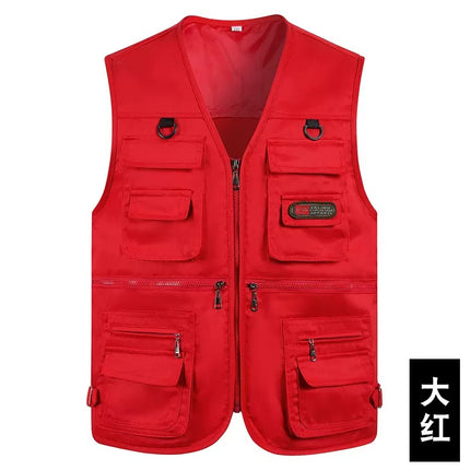 Spring and Autumn Multi-pocket Functional Photography Vest Fishing Waistle Outdoor Tooling Men's Vest Reporter Multi-pocket Horse Clip