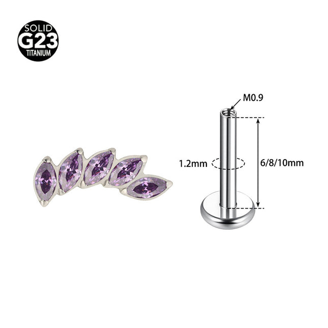F-136 titanium alloy multicolor stitching zircon horse eye five zirconium earnail lip nail ear bone nail piercing jewelry wholesale