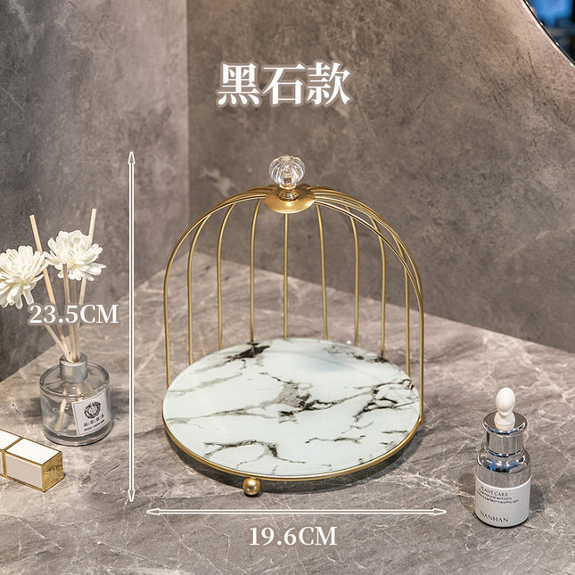 Wrought Iron Bathroom Cosmetics Storage Box Desktop Lipstick Storage Rack Skin Care Products Toilet Bird Cage Storage Rack Table