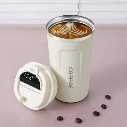 Simple wind solid color 304 stainless steel thermos cup intelligent display temperature coffee cup car portable wholesale logo