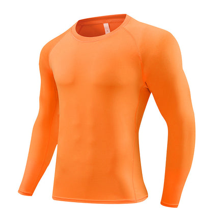 Amazon Pro Quick-Drying Tights Men's Printed Long-Sleeved Sports Running Fitness Compression Clothing Round Neck T-Shirt Wholesale